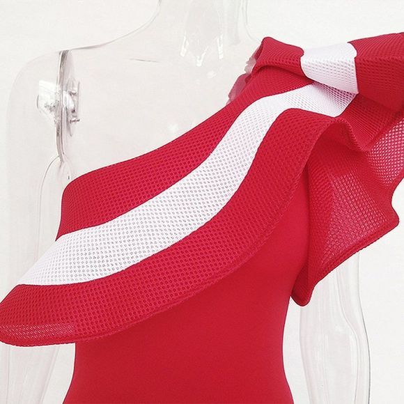 Sexy Ruffle One Shoulder Bodysuit - Picture 4 of 4